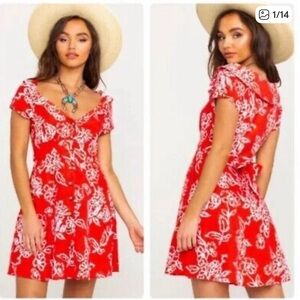 Free People A Thing Called Love Mini dress- Red - size 8